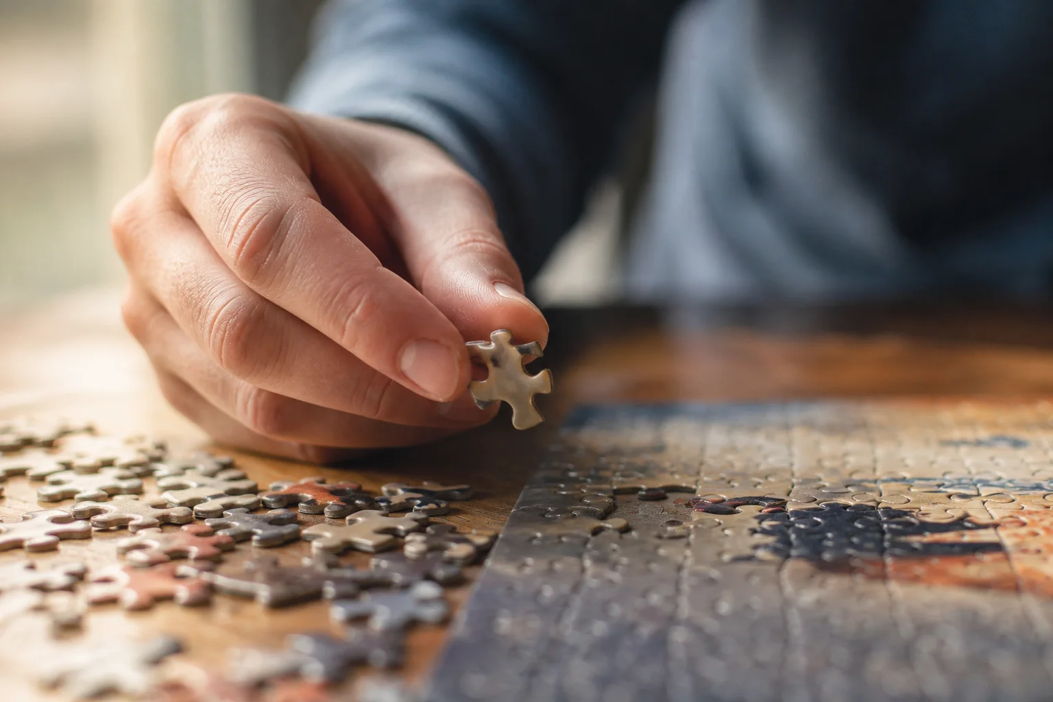 Conceptual image of selecting the right piece to complete a puzzle