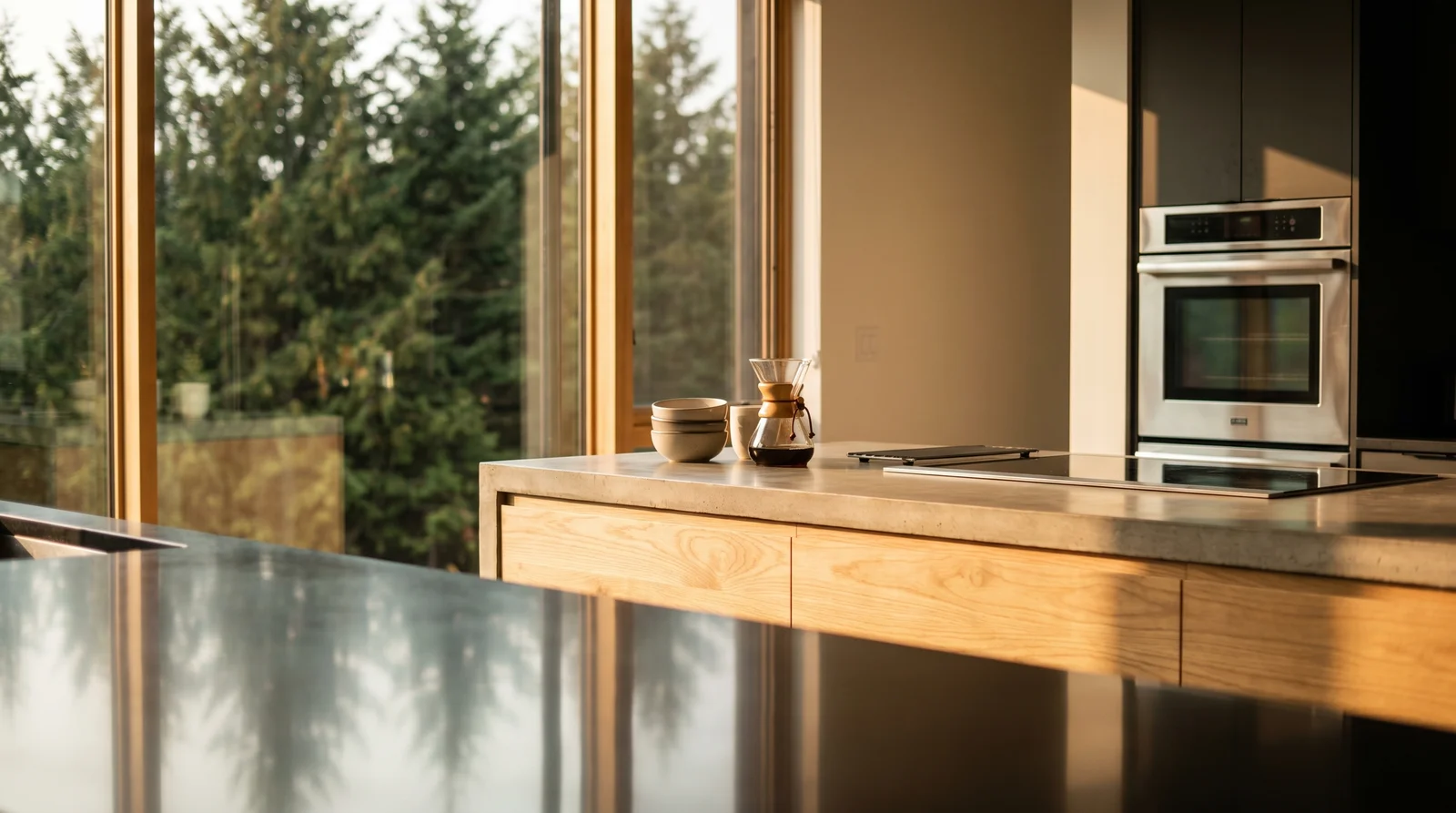 Modern kitchen in Redmond, WA with natural light and PNW-inspired design