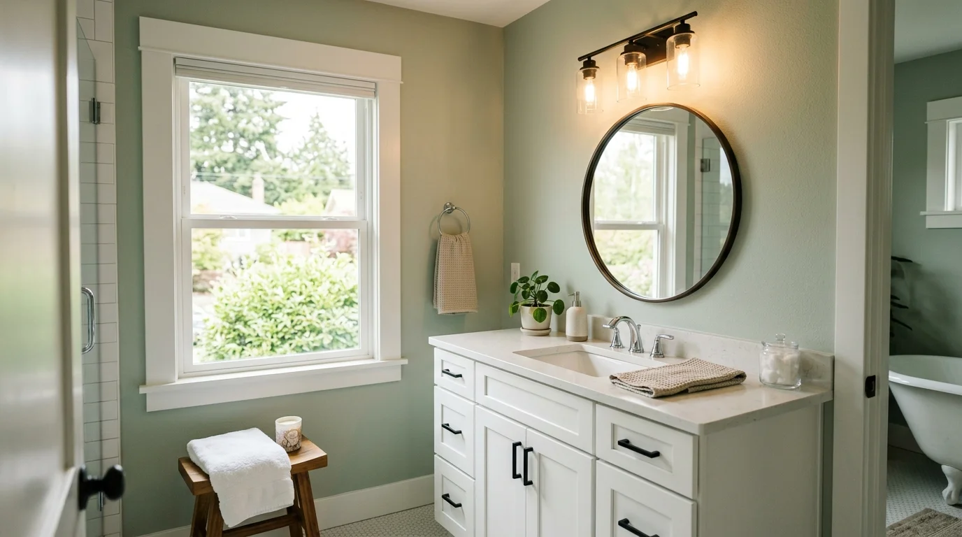 Bellevue bathroom with cosmetic updates that do not require a permit